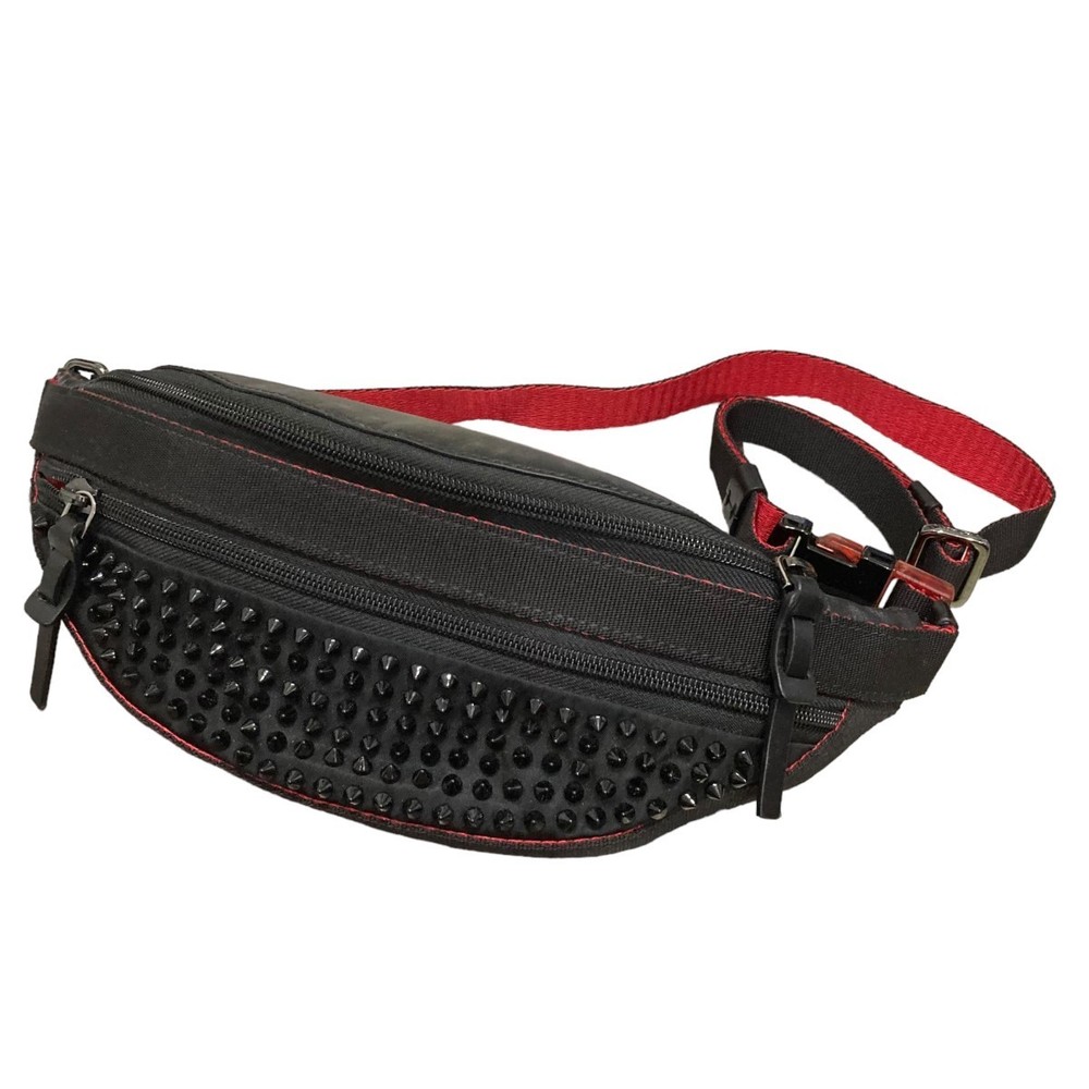 Christian Louboutin Spike Studded Waist Bag Black Red